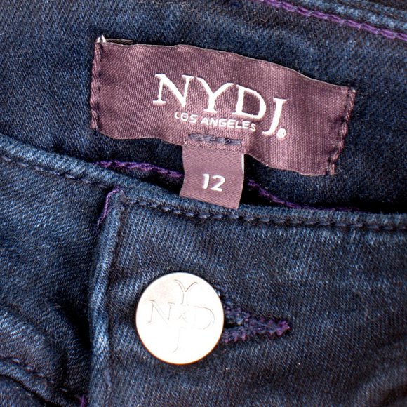 NYDJ Marilyn Straight Dark Hemmed Stretch Sz 12 - Picture 3 of 5